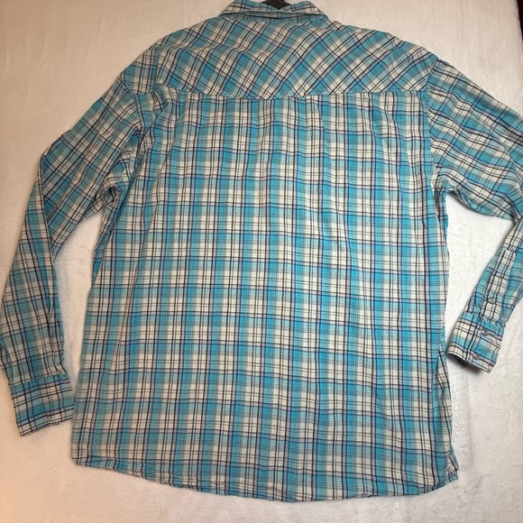 Roper Men's Turquoise and White Plaid Button Down Shirt - Picture 2 of 8